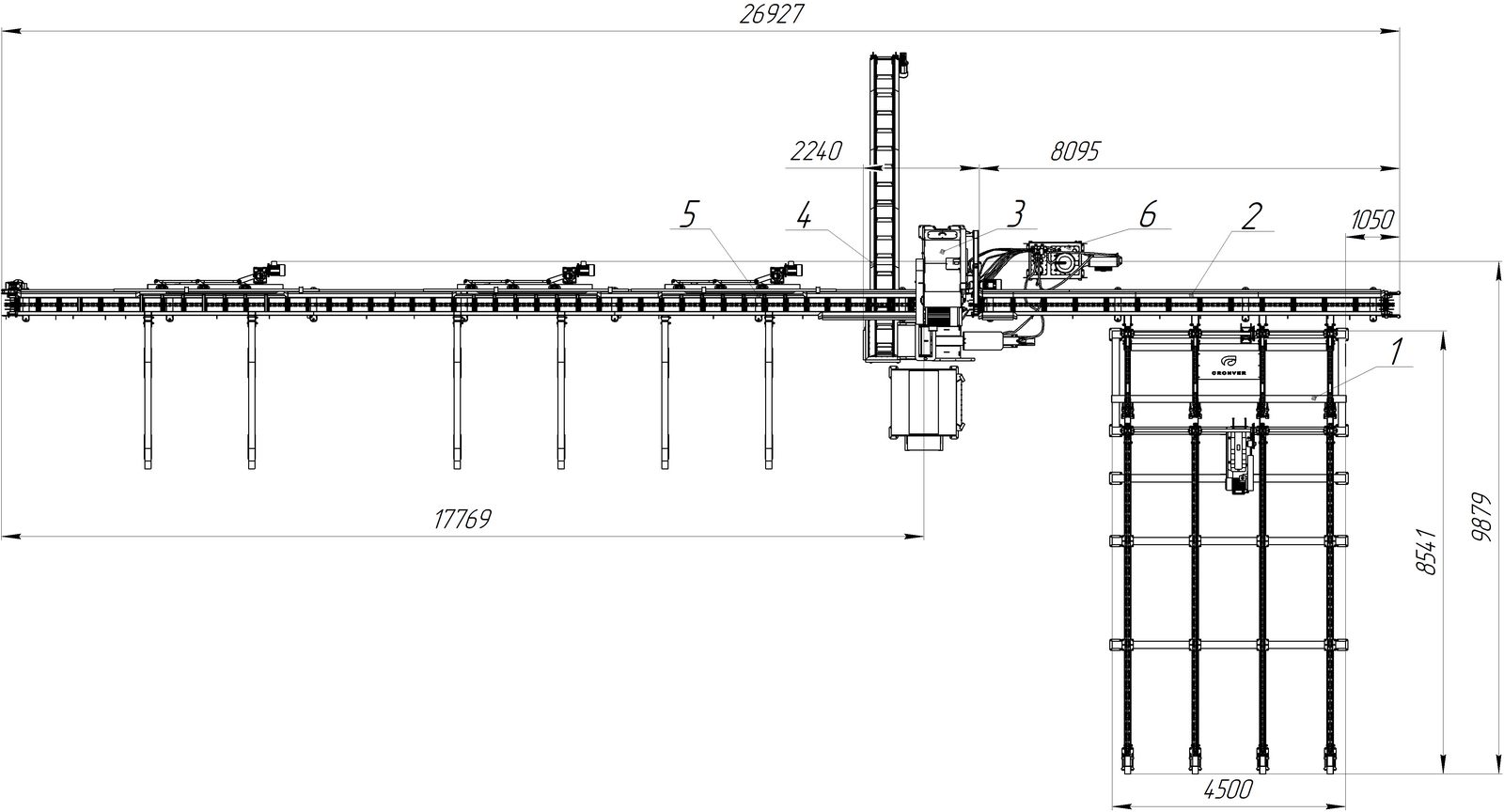 Дровокольно-сортировочная линия Cronver DRS -1250 - Схема 1